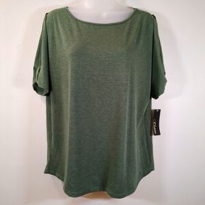 Colette Women's Romey Cold Shoulder Knit Top Green NWT , Size L